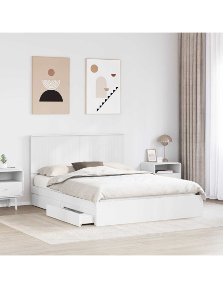 Letto con Contenitore Bianco 150 x 200 cm Legno multistrato