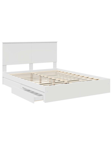 Letto con Contenitore Bianco 150 x 200 cm Legno multistrato