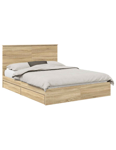 Letto con Contenitore con testiera Rovere Sonoma 150 x 200 cm