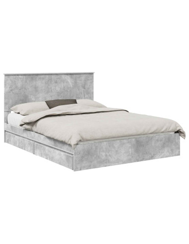 Letto con Contenitore con testiera Grigio cemento 150 x 200 cm