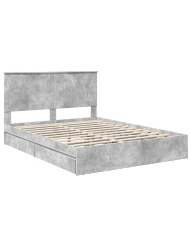 Letto con Contenitore con testiera Grigio cemento 150 x 200 cm