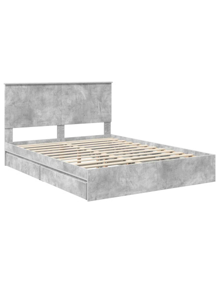 Letto con Contenitore con testiera Grigio cemento 150 x 200 cm