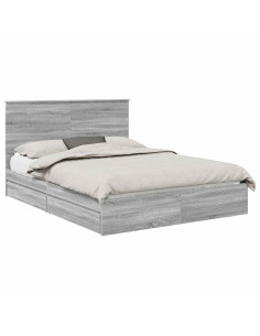 Letto con Contenitore con testiera Grigio Sonoma 150 x 200 cm 2