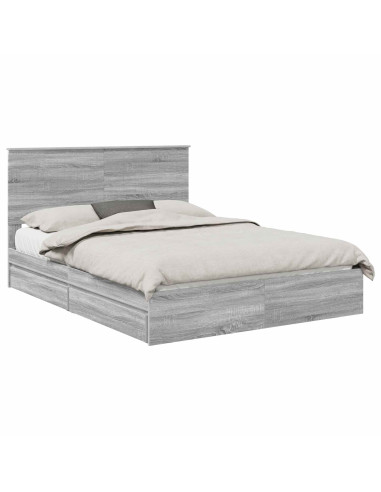 Letto con Contenitore con testiera Grigio Sonoma 150 x 200 cm