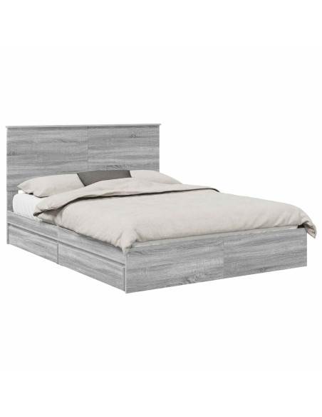 Letto con Contenitore con testiera Grigio Sonoma 150 x 200 cm