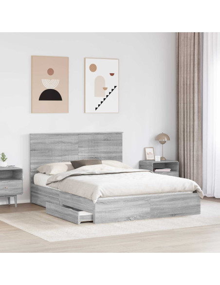 Letto con Contenitore con testiera Grigio Sonoma 150 x 200 cm