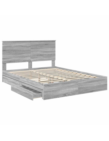 Letto con Contenitore con testiera Grigio Sonoma 150 x 200 cm