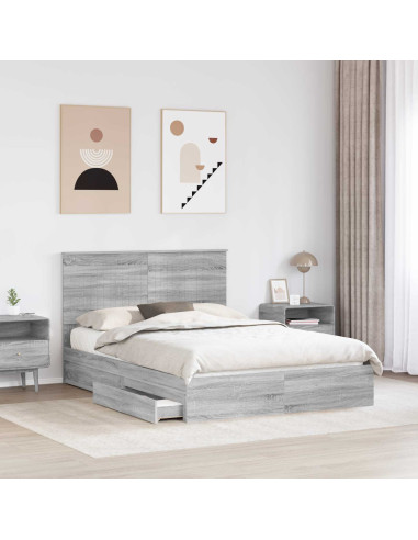 Letto con Contenitore con testiera Grigio Sonoma 140 x 200 cm