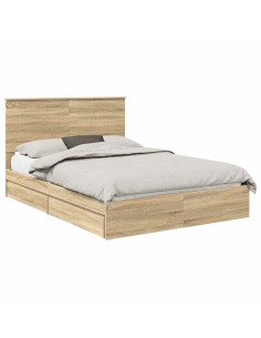 Letto con Contenitore con testiera Rovere Sonoma 135 x 190 cm 2