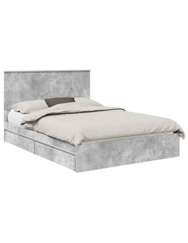 Letto con Contenitore con testiera Grigio cemento 135 x 190 cm