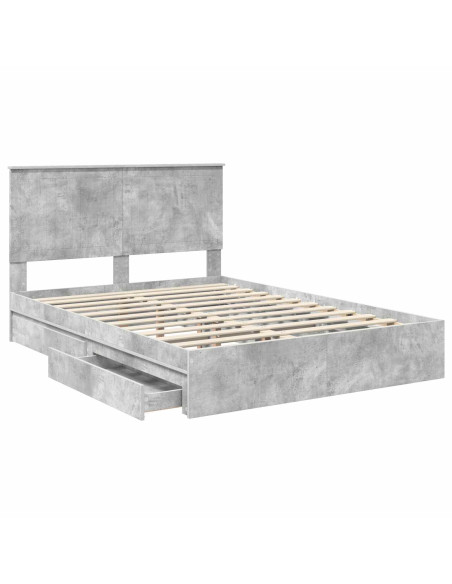 Letto con Contenitore con testiera Grigio cemento 135 x 190 cm