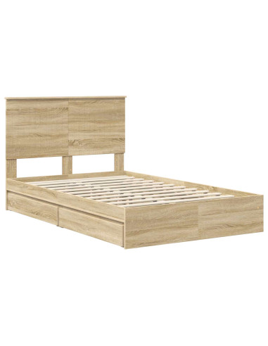 Letto con Contenitore con testiera Rovere Sonoma 120 x 200 cm