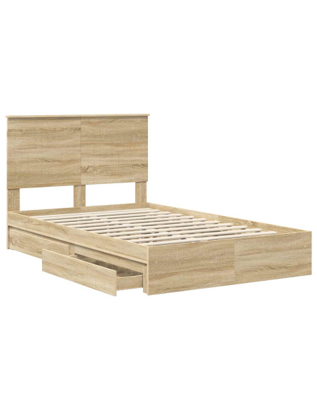 Letto con Contenitore con testiera Rovere Sonoma 120 x 200 cm