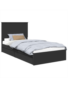 Letto con Contenitore Nero 100 x 200 cm Legno multistrato 2