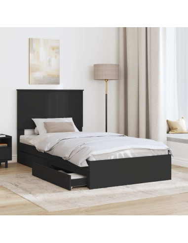 Letto con Contenitore Nero 100 x 200 cm Legno multistrato