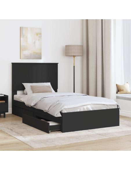 Letto con Contenitore Nero 100 x 200 cm Legno multistrato