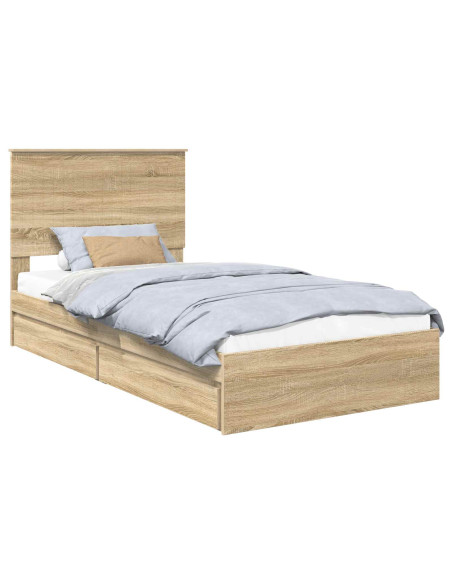 Letto con Contenitore con testiera Rovere Sonoma 100 x 200 cm