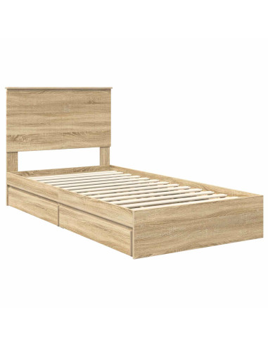 Letto con Contenitore con testiera Rovere Sonoma 100 x 200 cm