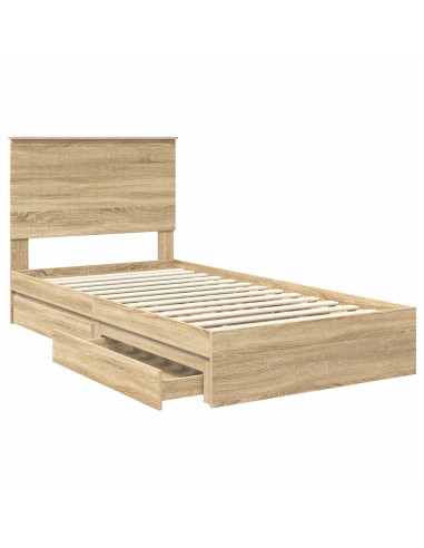 Letto con Contenitore con testiera Rovere Sonoma 100 x 200 cm