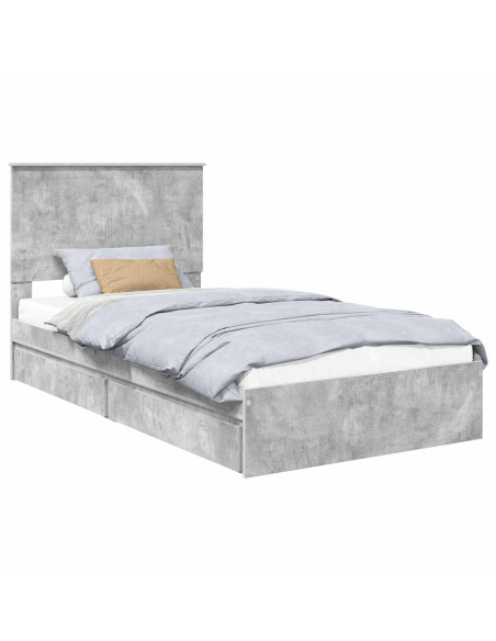 Letto con Contenitore con testiera Grigio cemento 100 x 200 cm