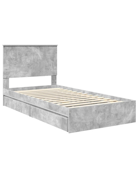 Letto con Contenitore con testiera Grigio cemento 100 x 200 cm