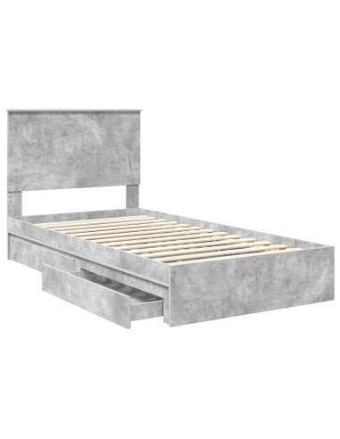 Letto con Contenitore con testiera Grigio cemento 100 x 200 cm