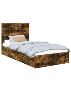 Letto con Contenitore con testiera Rovere fumé 100 x 200 cm 2