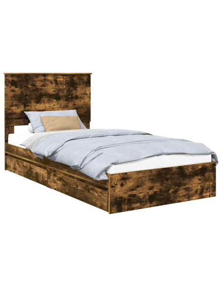 Letto con Contenitore con testiera Rovere fumé 100 x 200 cm