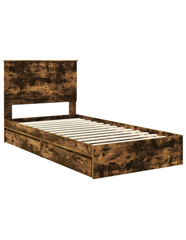 Letto con Contenitore con testiera Rovere fumé 100 x 200 cm