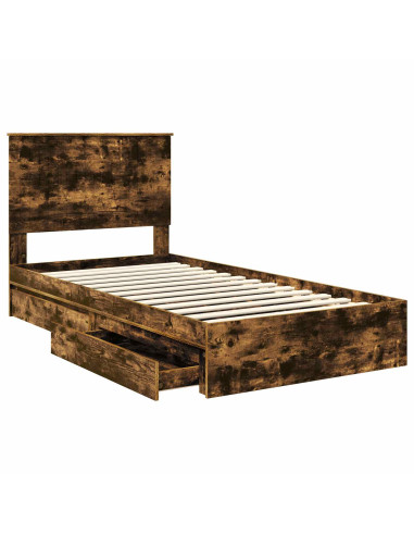 Letto con Contenitore con testiera Rovere fumé 100 x 200 cm