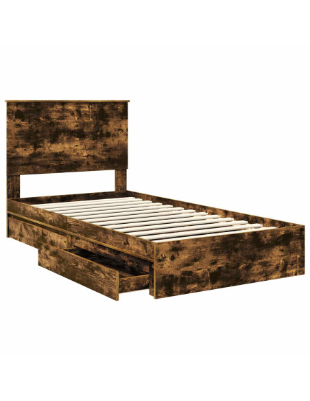 Letto con Contenitore con testiera Rovere fumé 100 x 200 cm