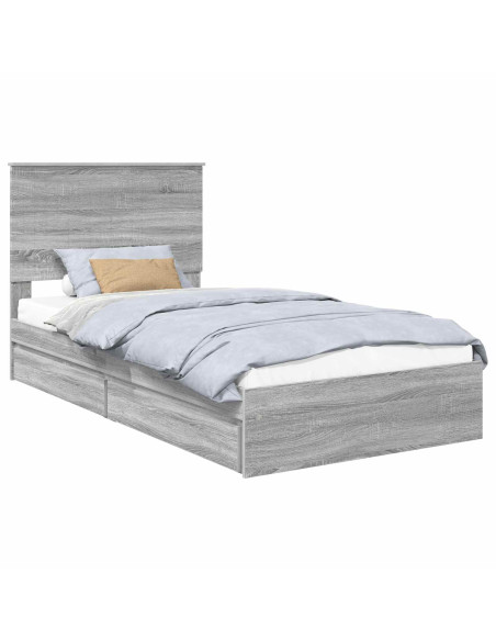 Letto con Contenitore con testiera Grigio Sonoma 100 x 200 cm