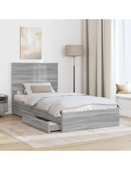 Letto con Contenitore con testiera Grigio Sonoma 100 x 200 cm