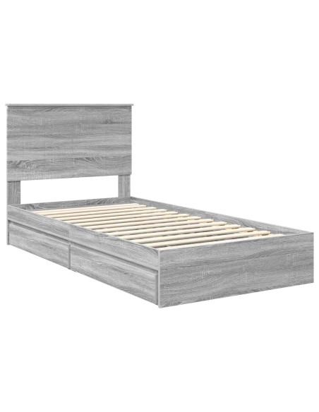 Letto con Contenitore con testiera Grigio Sonoma 100 x 200 cm