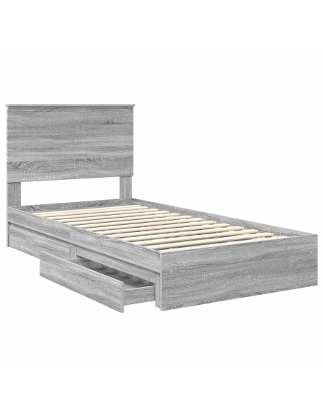 Letto con Contenitore con testiera Grigio Sonoma 100 x 200 cm