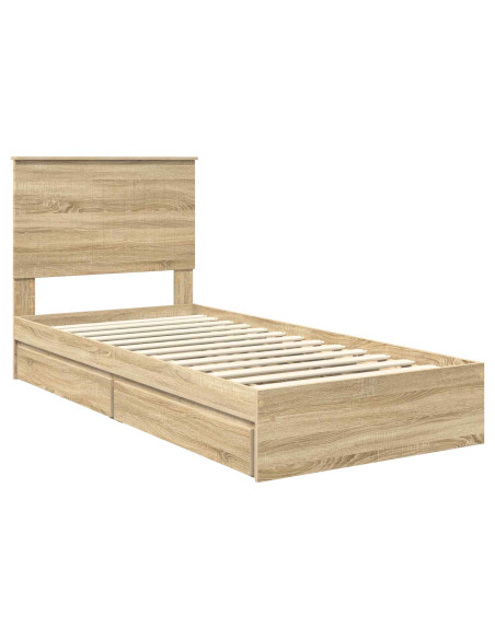 Letto con Contenitore con testiera Rovere Sonoma 90 x 200 cm