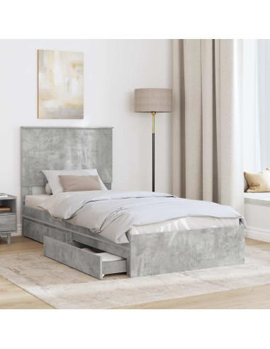 Letto con Contenitore con testiera Grigio cemento 90 x 200 cm