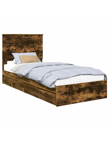 Letto con Contenitore Rovere fumé 90 x 200 cm Legno multistrato