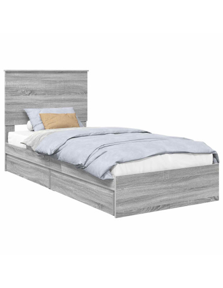 Letto con Contenitore con testiera Grigio Sonoma 90 x 200 cm