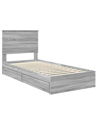 Letto con Contenitore con testiera Grigio Sonoma 90 x 200 cm