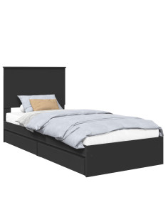 Letto con Contenitore Nero 90 x 190 cm Legno multistrato 2