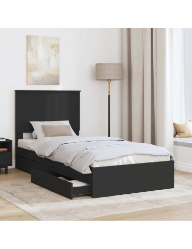 Letto con Contenitore Nero 90 x 190 cm Legno multistrato