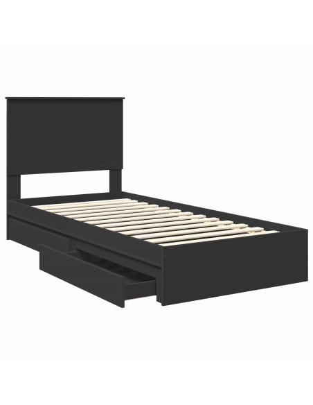 Letto con Contenitore Nero 90 x 190 cm Legno multistrato