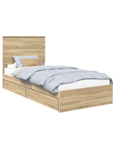 Letto con Contenitore con testiera Rovere Sonoma 90 x 190 cm