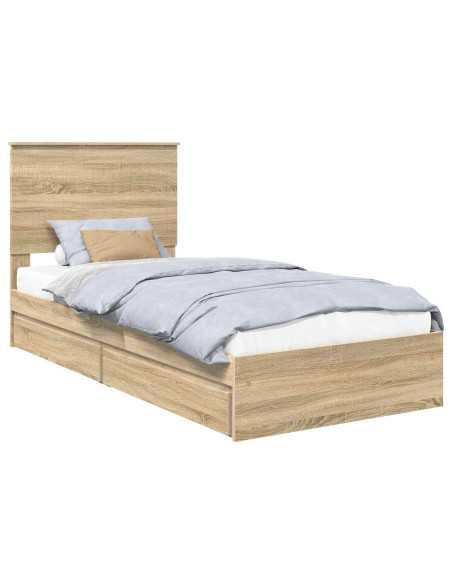 Letto con Contenitore con testiera Rovere Sonoma 90 x 190 cm