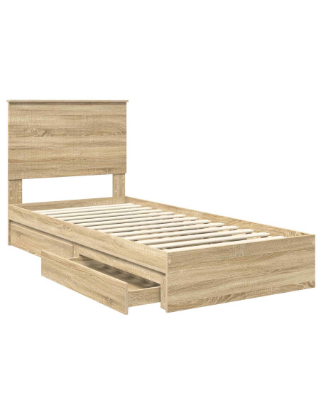 Letto con Contenitore con testiera Rovere Sonoma 90 x 190 cm