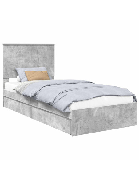 Letto con Contenitore con testiera Grigio cemento 90 x 190 cm