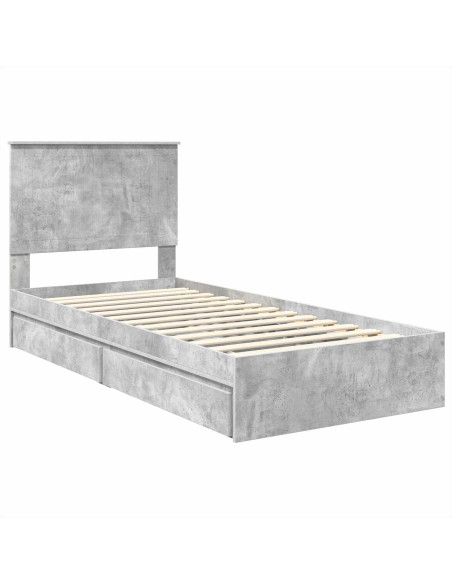 Letto con Contenitore con testiera Grigio cemento 90 x 190 cm