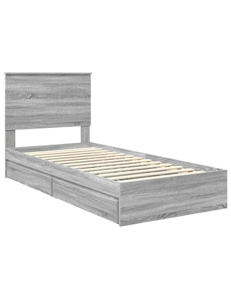 Letto con Contenitore con testiera Grigio Sonoma 90 x 190 cm