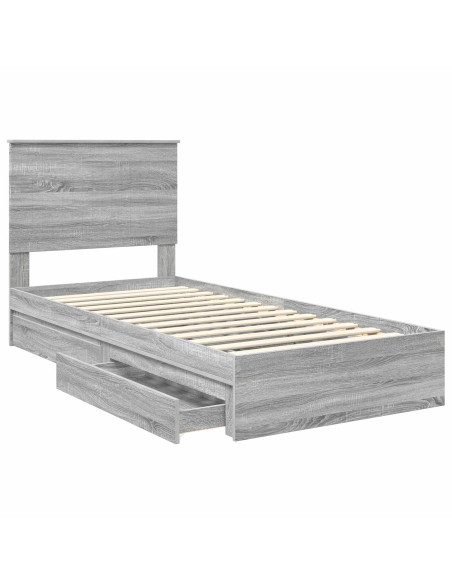 Letto con Contenitore con testiera Grigio Sonoma 90 x 190 cm